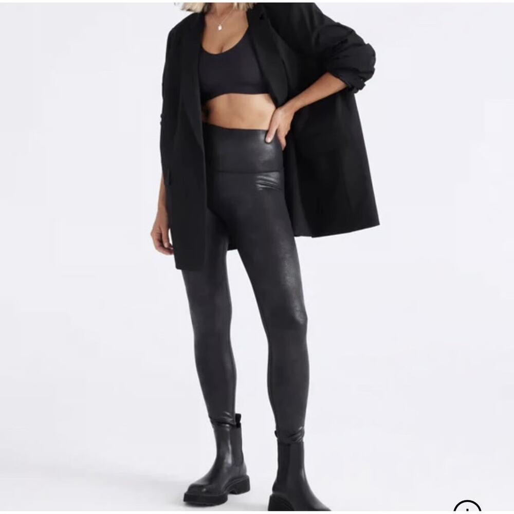 Knix Your Birds Papaya Legging Shiny Metallic High Rise Sculpting Black Size M